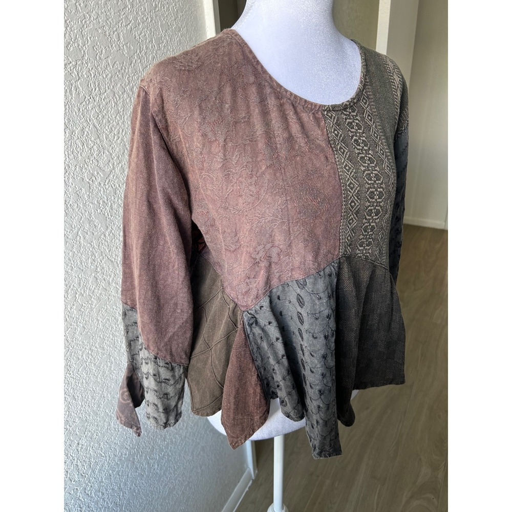 Sacred Threads Patchwork Embroidered Peasant Top … - image 7